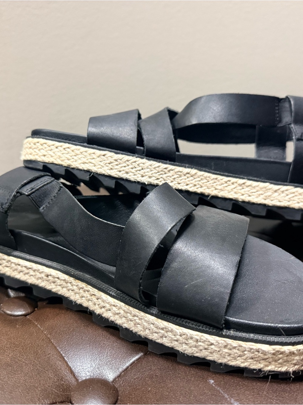 Sorel Black Espadrille-Trim Platform Sandals - Women